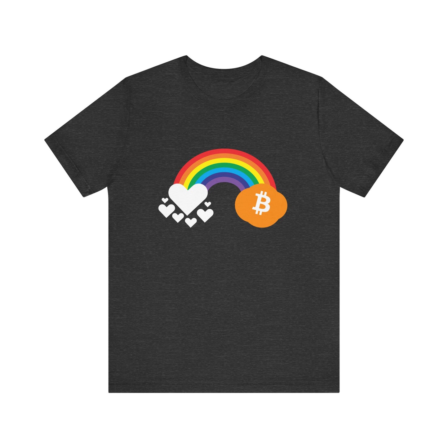 Rainbow Bitcoin with Heart Cloud T-shirt | gift for Pride, LGBTQ+ | Crypto Clothing | unisex tee