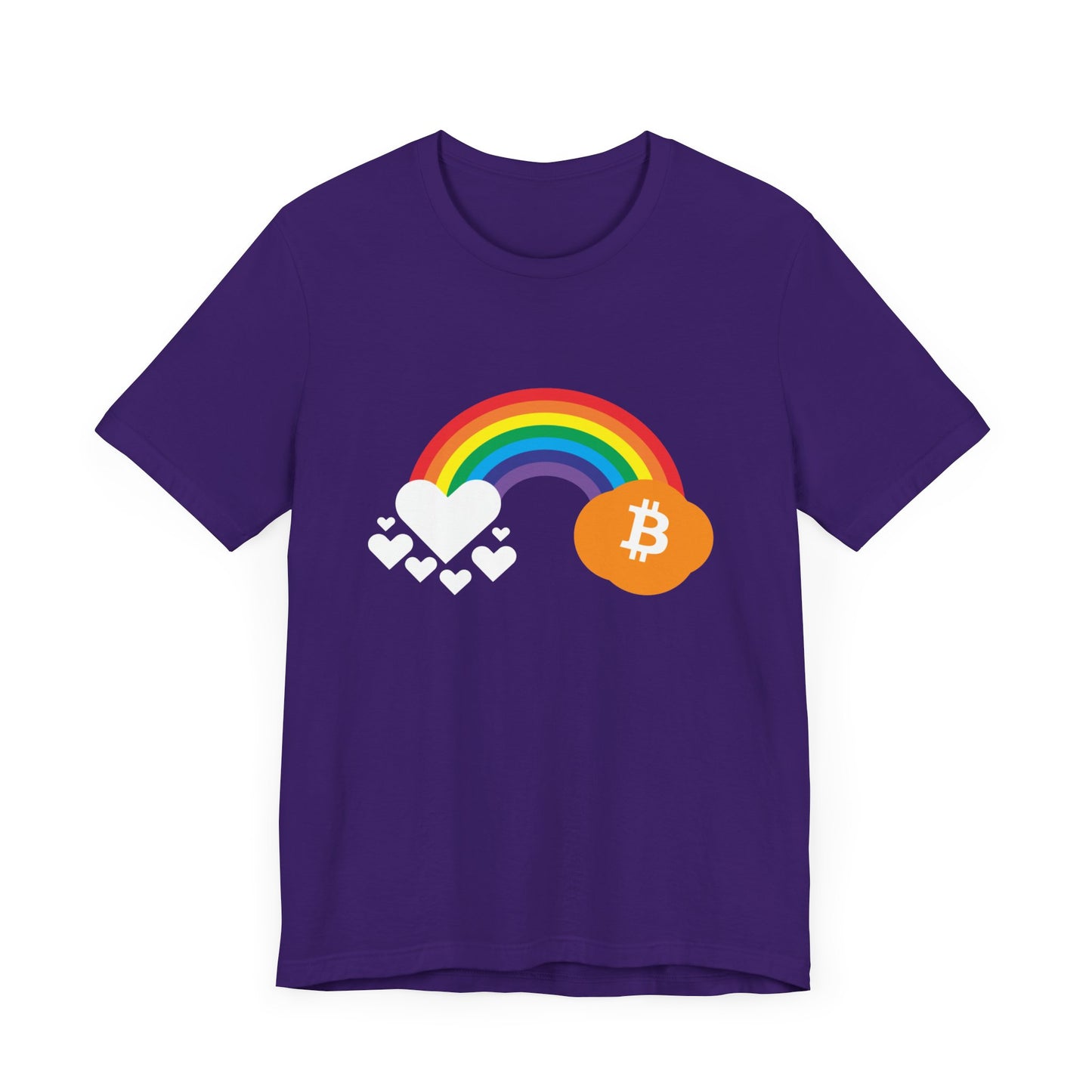 Rainbow Bitcoin with Heart Cloud T-shirt | gift for Pride, LGBTQ+ | Crypto Clothing | unisex tee