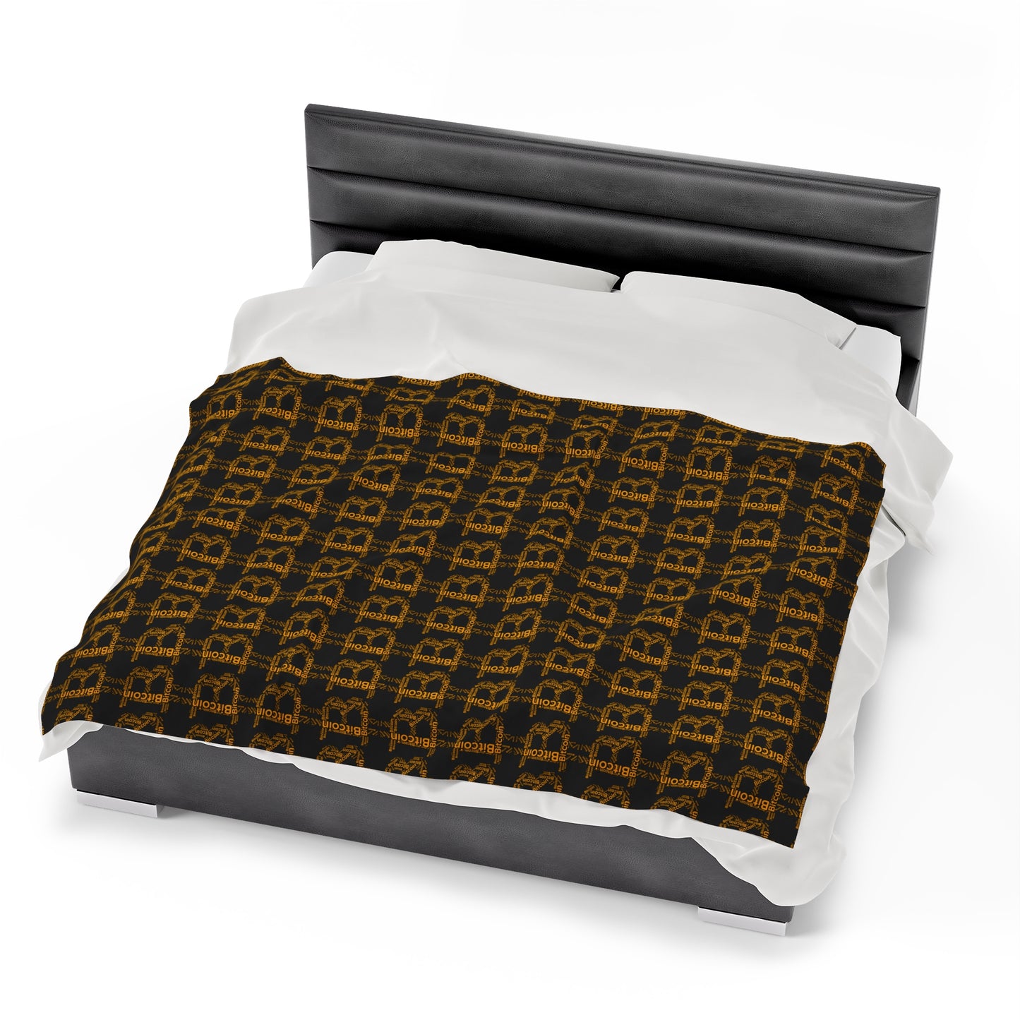 Bitcoin Blanket | Velveteen Plush Blanket | Cool Gift for Bitcoiner , Crypto Fans | black background