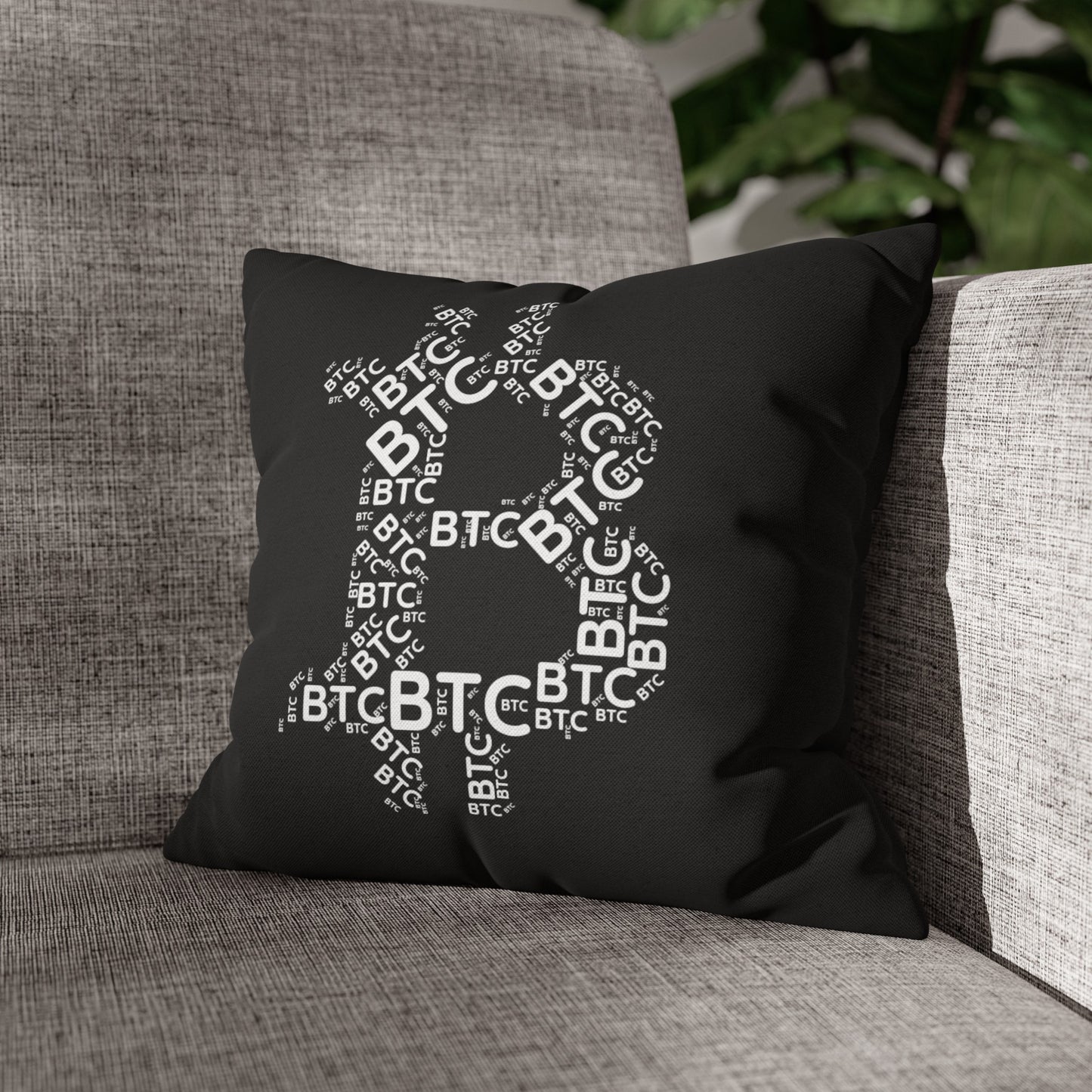 Bitcoin symbol Pillowcase | Spun Polyester Square Pillowcase | cryptocurrency gift