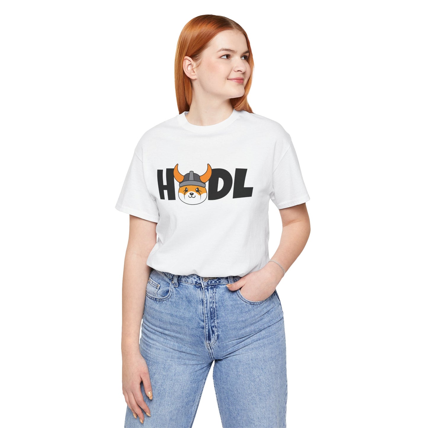 HODL Floki inu, man & woman meme coin T-shirt, cryptocurrency tee