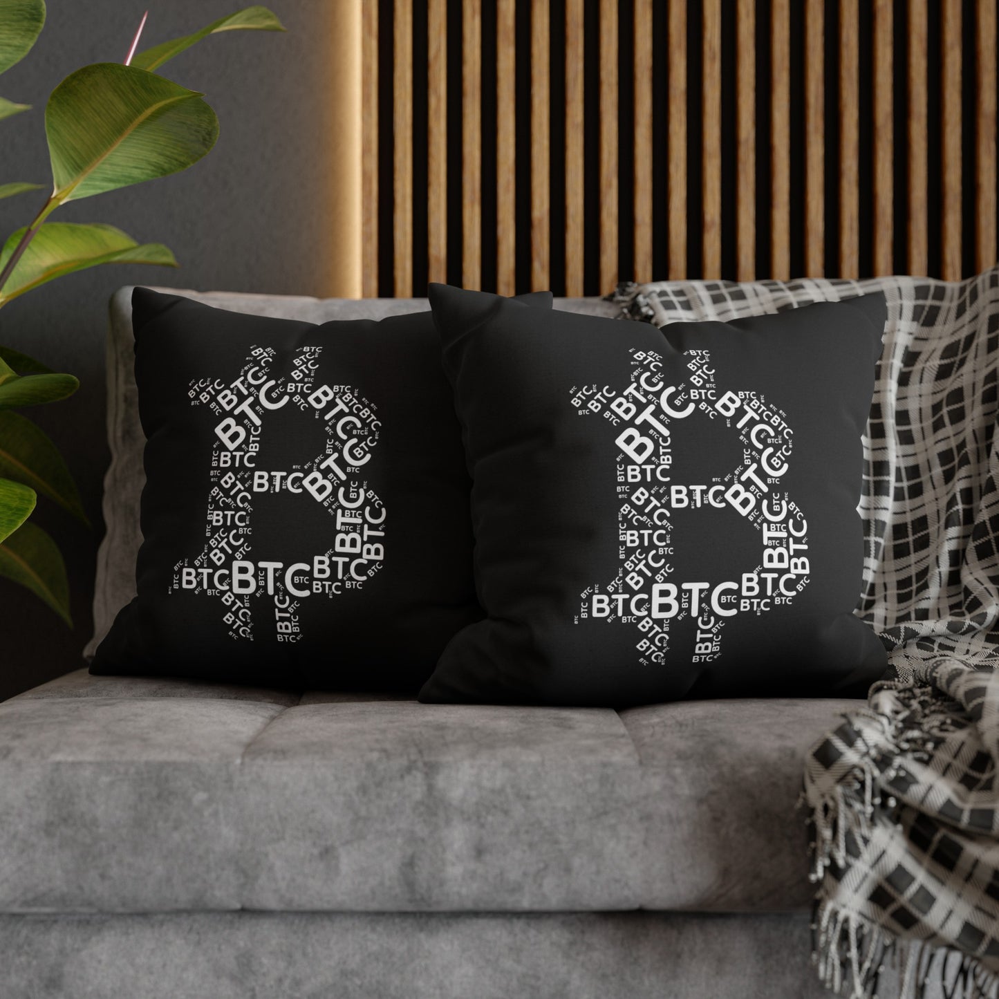 Bitcoin symbol Pillowcase | Spun Polyester Square Pillowcase | cryptocurrency gift