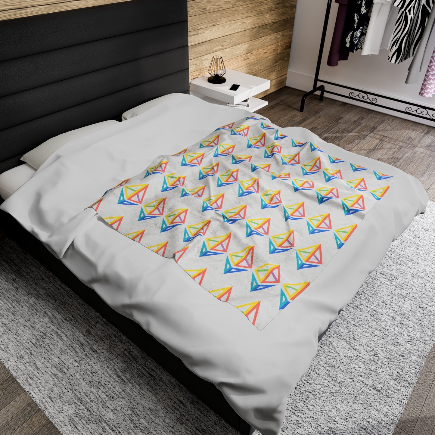 Ethereum Diamond Rainbow Blanket | Velveteen Plush Blanket | ETH Gift | White background