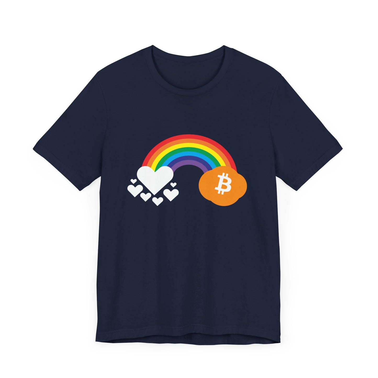 Rainbow Bitcoin with Heart Cloud T-shirt | gift for Pride, LGBTQ+ | Crypto Clothing | unisex tee