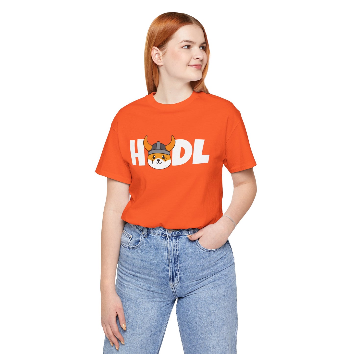 HODL Floki inu, man & woman meme coin T-shirt, cryptocurrency tee