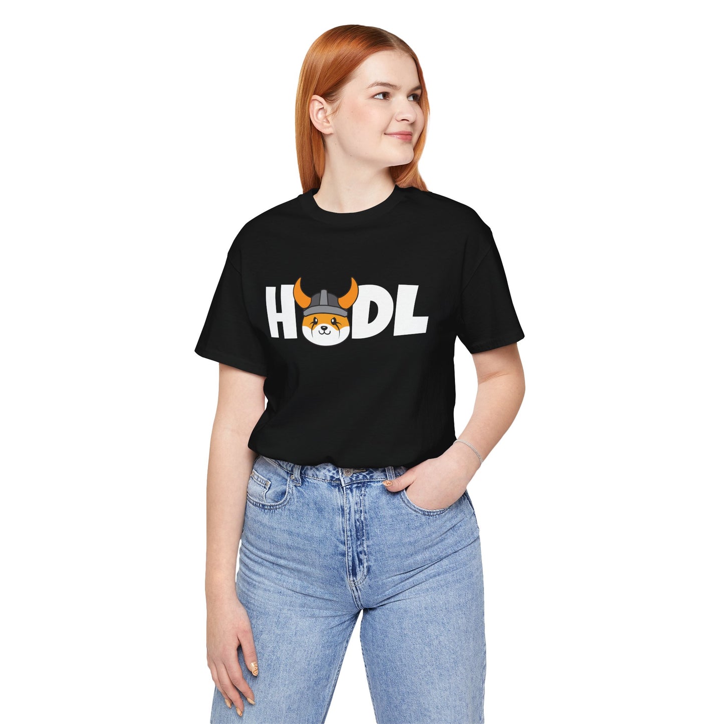 HODL Floki inu, man & woman meme coin T-shirt, cryptocurrency tee