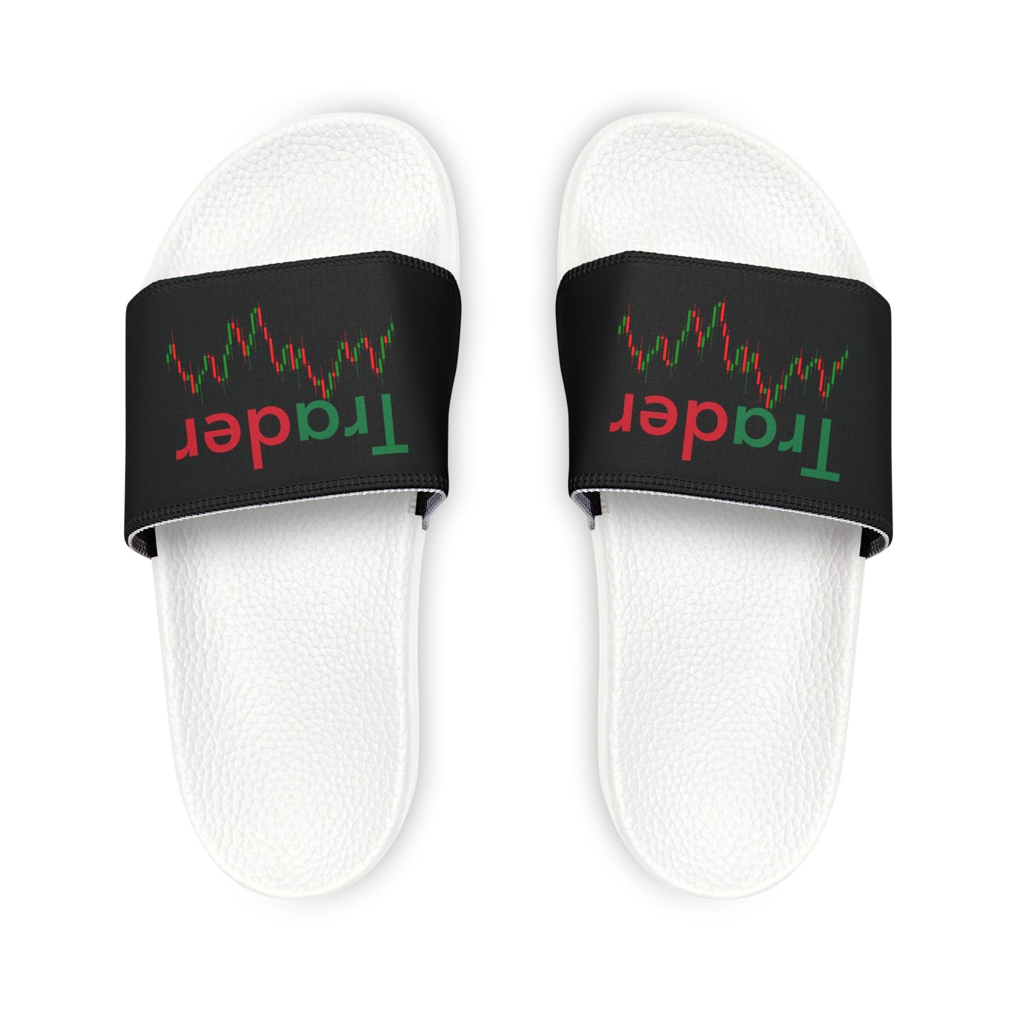 Trader and Candlestick chart on Men's Removable-Strap Sandals | Crypto Trader Shoes