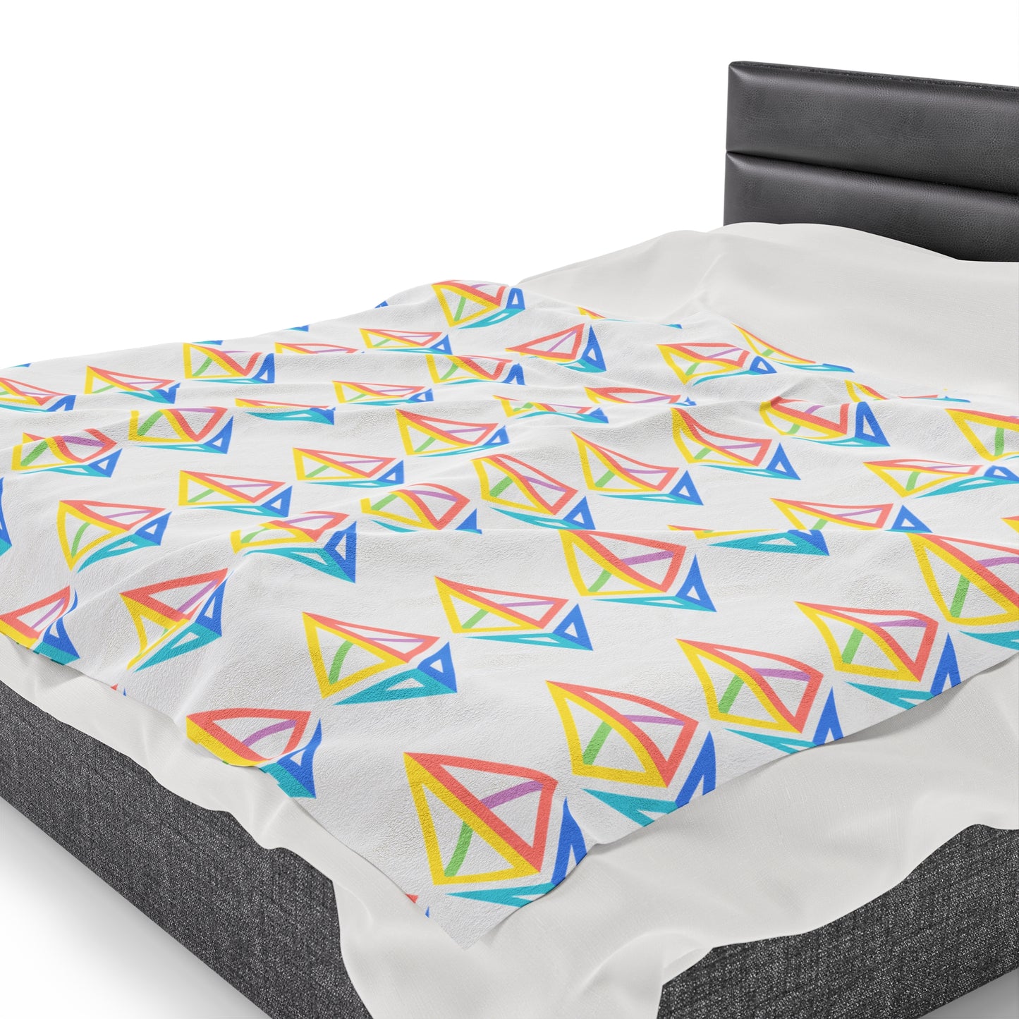 Ethereum Diamond Rainbow Blanket | Velveteen Plush Blanket | ETH Gift | White background