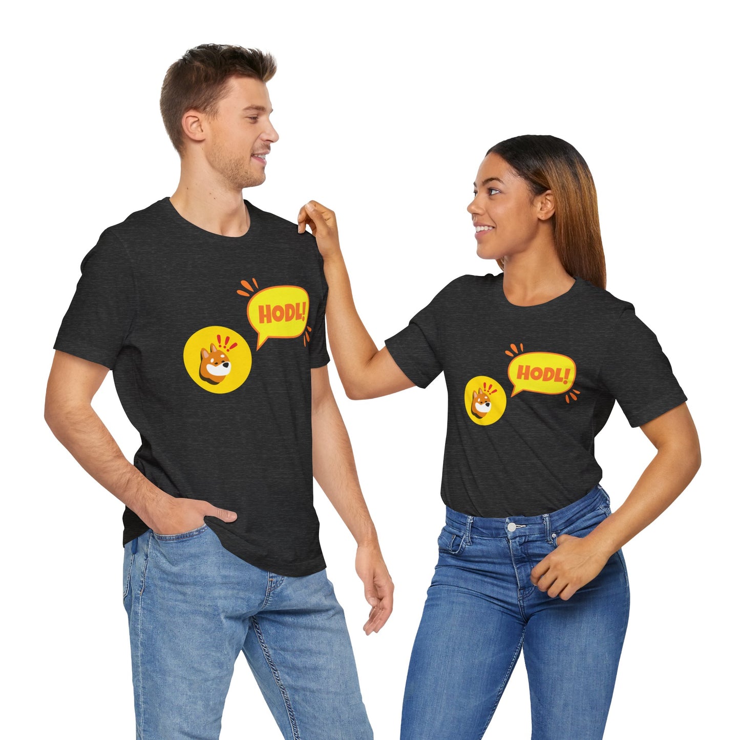 Bonk with speech HODL! T-shirt | memecoin Clothing | Funny crypto t-shirt  | unisex Tee