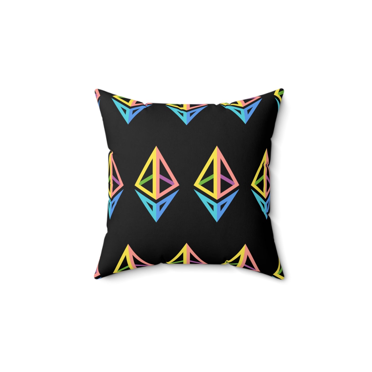 Ethereum Diamond Rainbow Pillow, Spun Polyester Square Pillow, Crypto gift