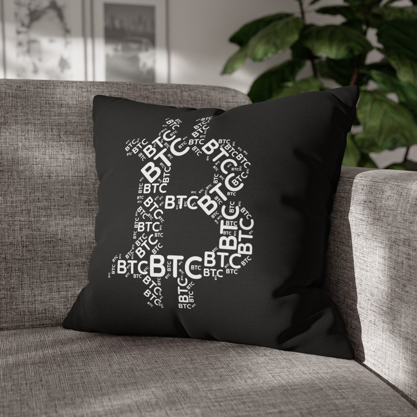 Bitcoin symbol Pillowcase | Spun Polyester Square Pillowcase | cryptocurrency gift