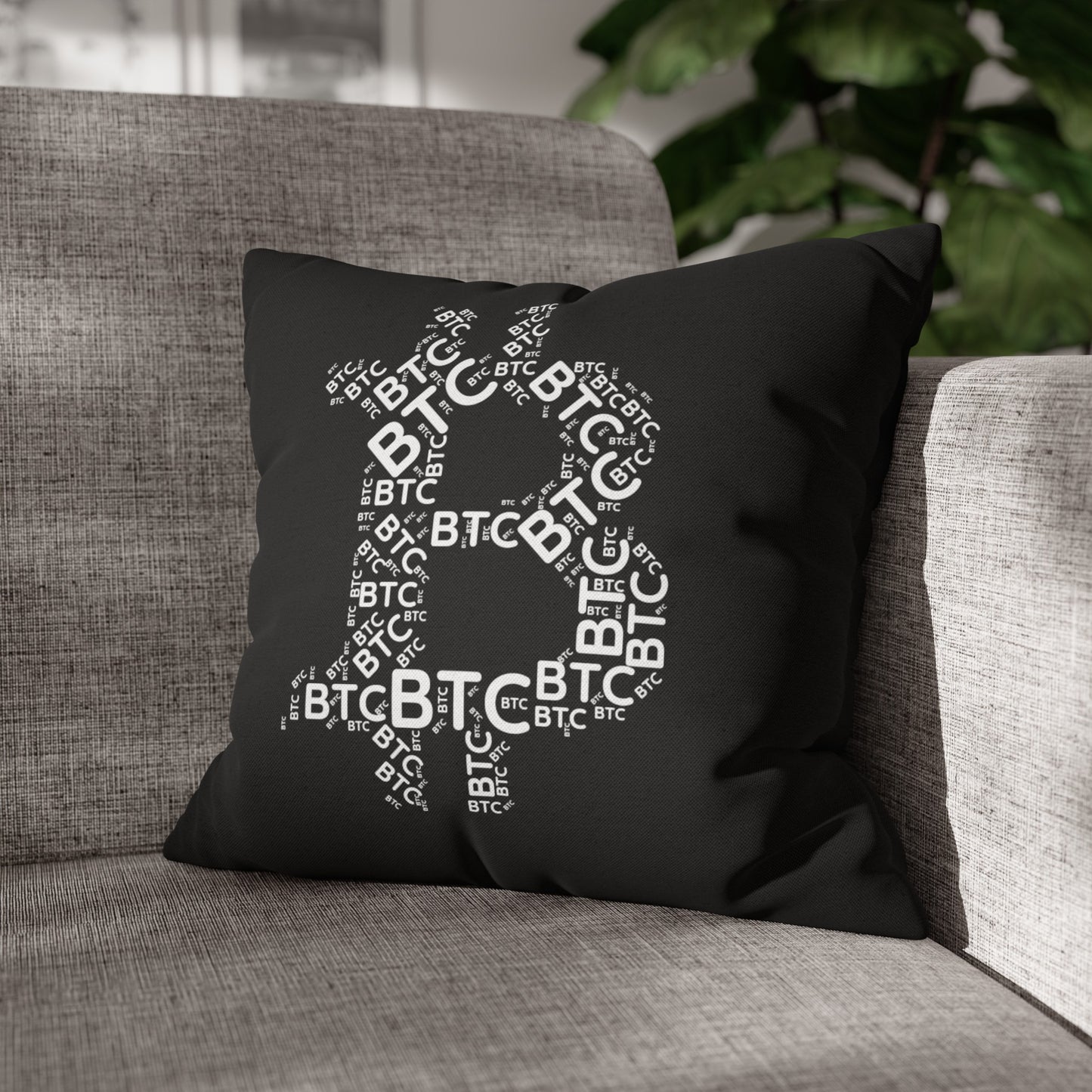 Bitcoin symbol Pillowcase | Spun Polyester Square Pillowcase | cryptocurrency gift