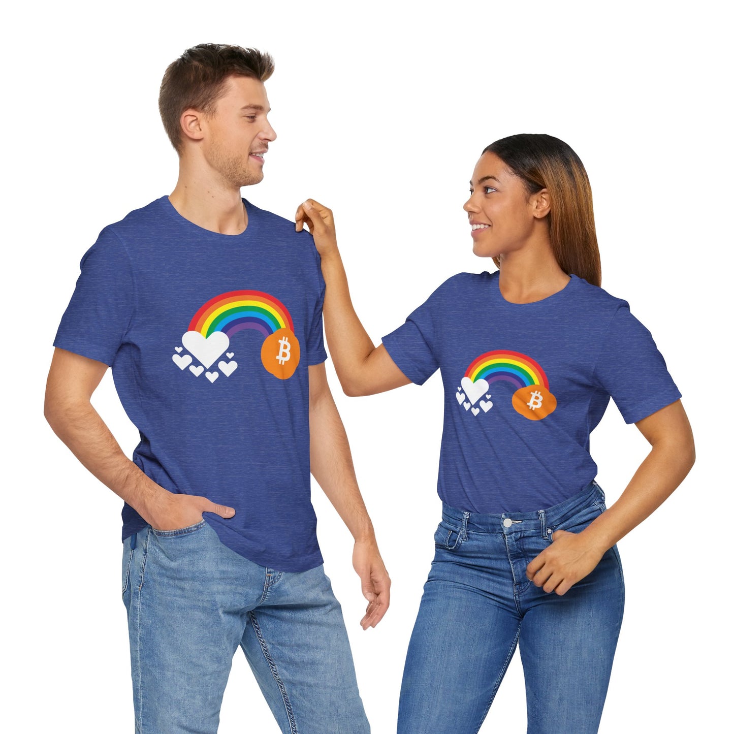 Rainbow Bitcoin with Heart Cloud T-shirt | gift for Pride, LGBTQ+ | Crypto Clothing | unisex tee