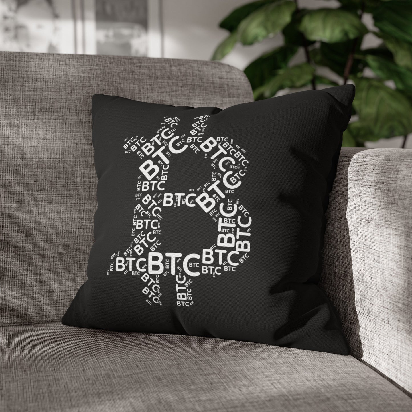 Bitcoin symbol Pillowcase | Spun Polyester Square Pillowcase | cryptocurrency gift