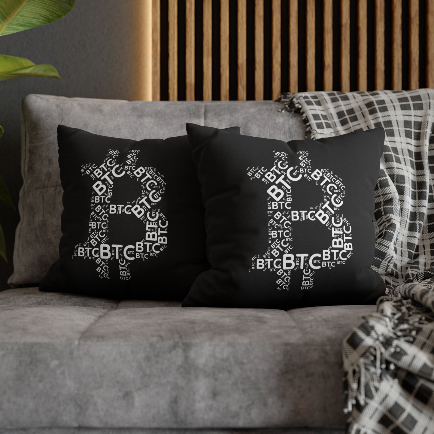 Bitcoin symbol Pillowcase | Spun Polyester Square Pillowcase | cryptocurrency gift