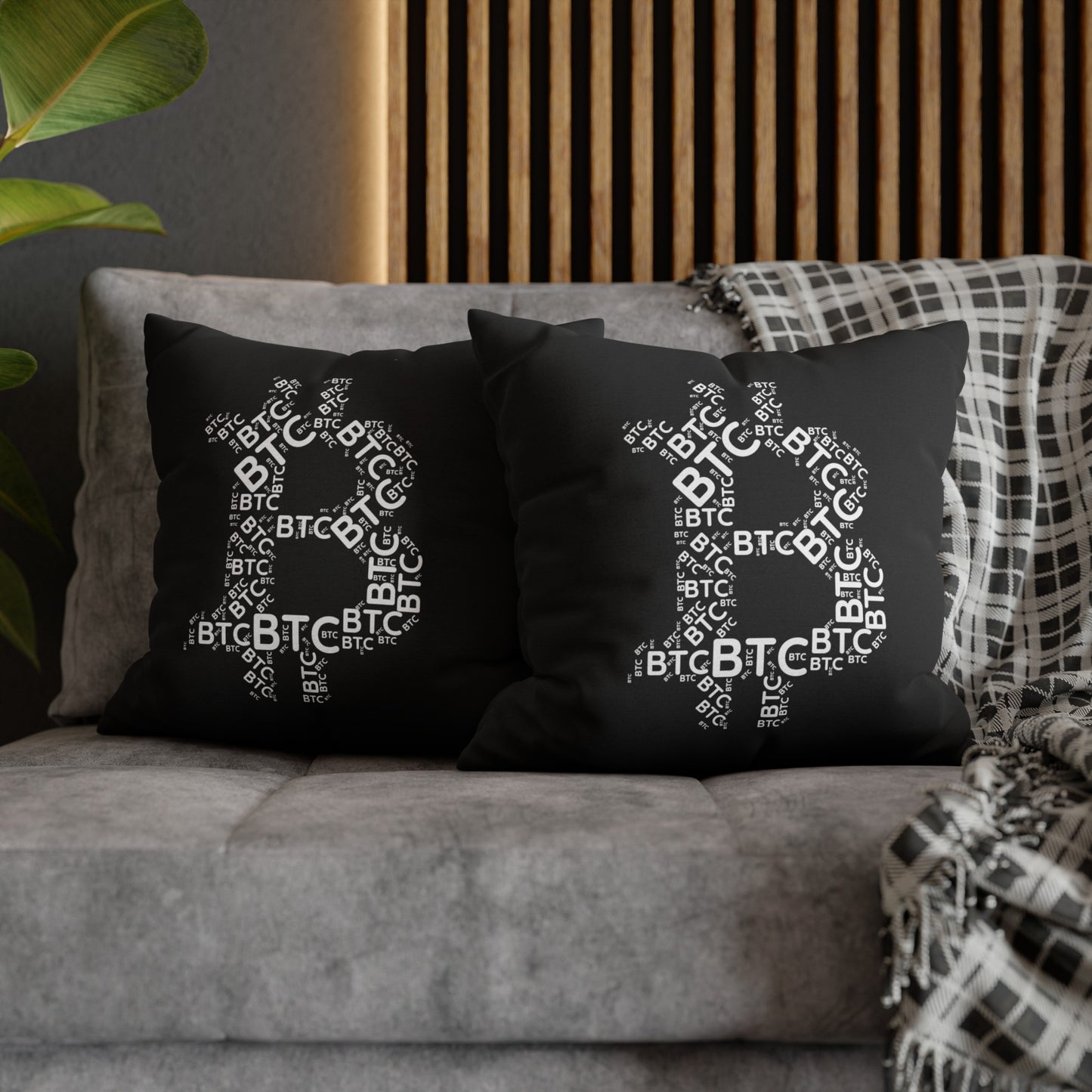 Bitcoin symbol Pillowcase | Spun Polyester Square Pillowcase | cryptocurrency gift