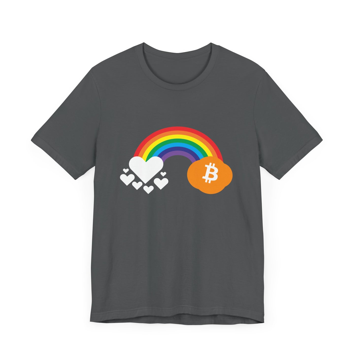 Rainbow Bitcoin with Heart Cloud T-shirt | gift for Pride, LGBTQ+ | Crypto Clothing | unisex tee