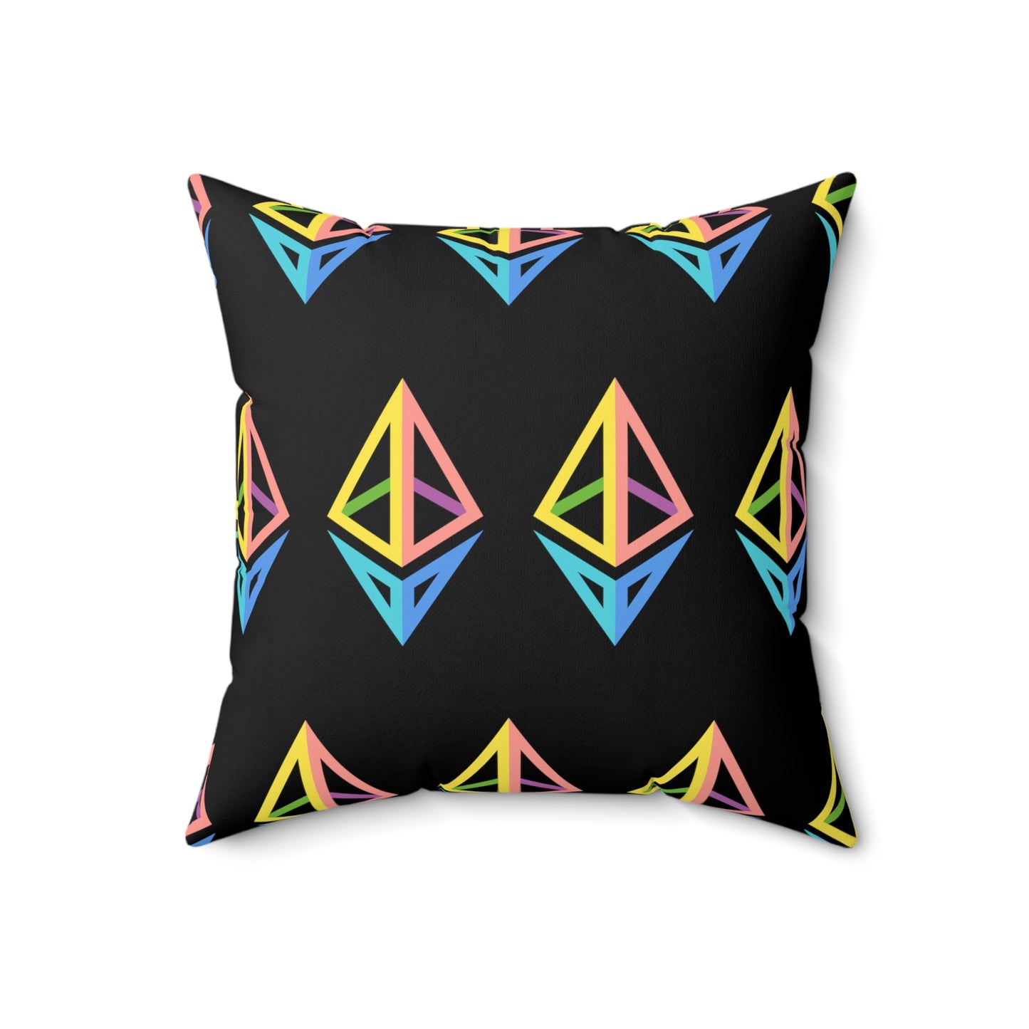 Ethereum Diamond Rainbow Pillow, Spun Polyester Square Pillow, Crypto gift