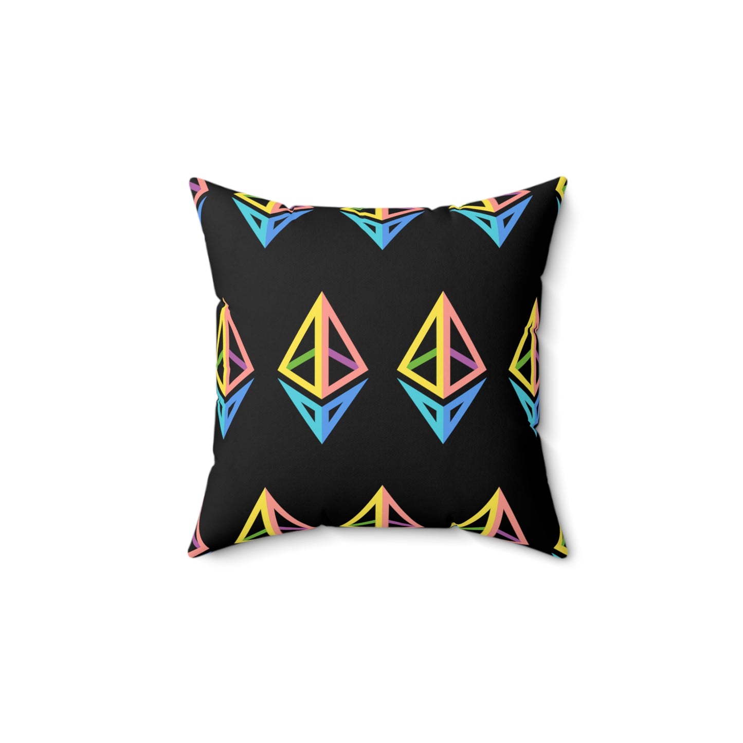 Ethereum Diamond Rainbow Pillow, Spun Polyester Square Pillow, Crypto gift