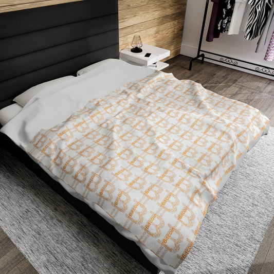 Bitcoin Blanket | Velveteen Plush Blanket | Cool Gift for Bitcoiner , Crypto Fans | white background