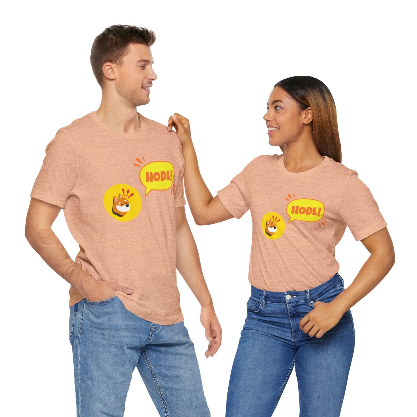 Bonk with speech HODL! T-shirt | memecoin Clothing | Funny crypto t-shirt  | unisex Tee