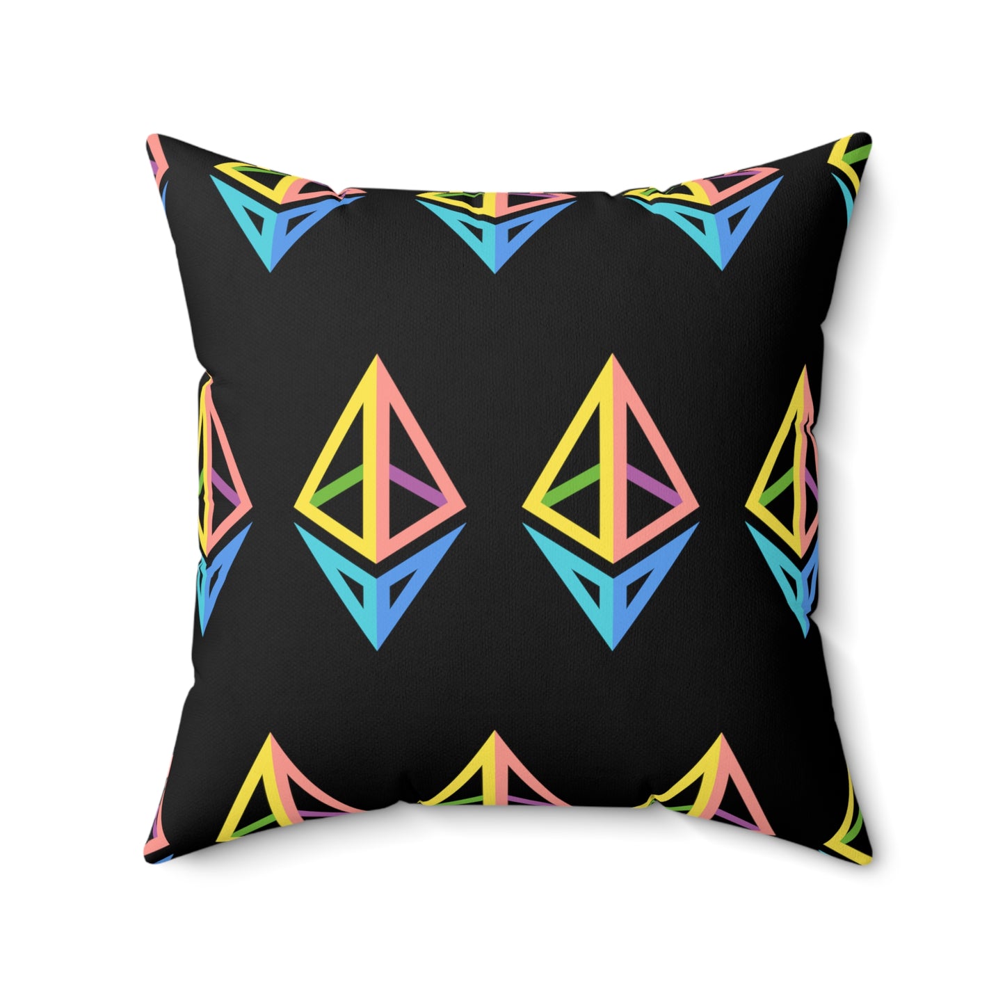 Ethereum Diamond Rainbow Pillow, Spun Polyester Square Pillow, Crypto gift