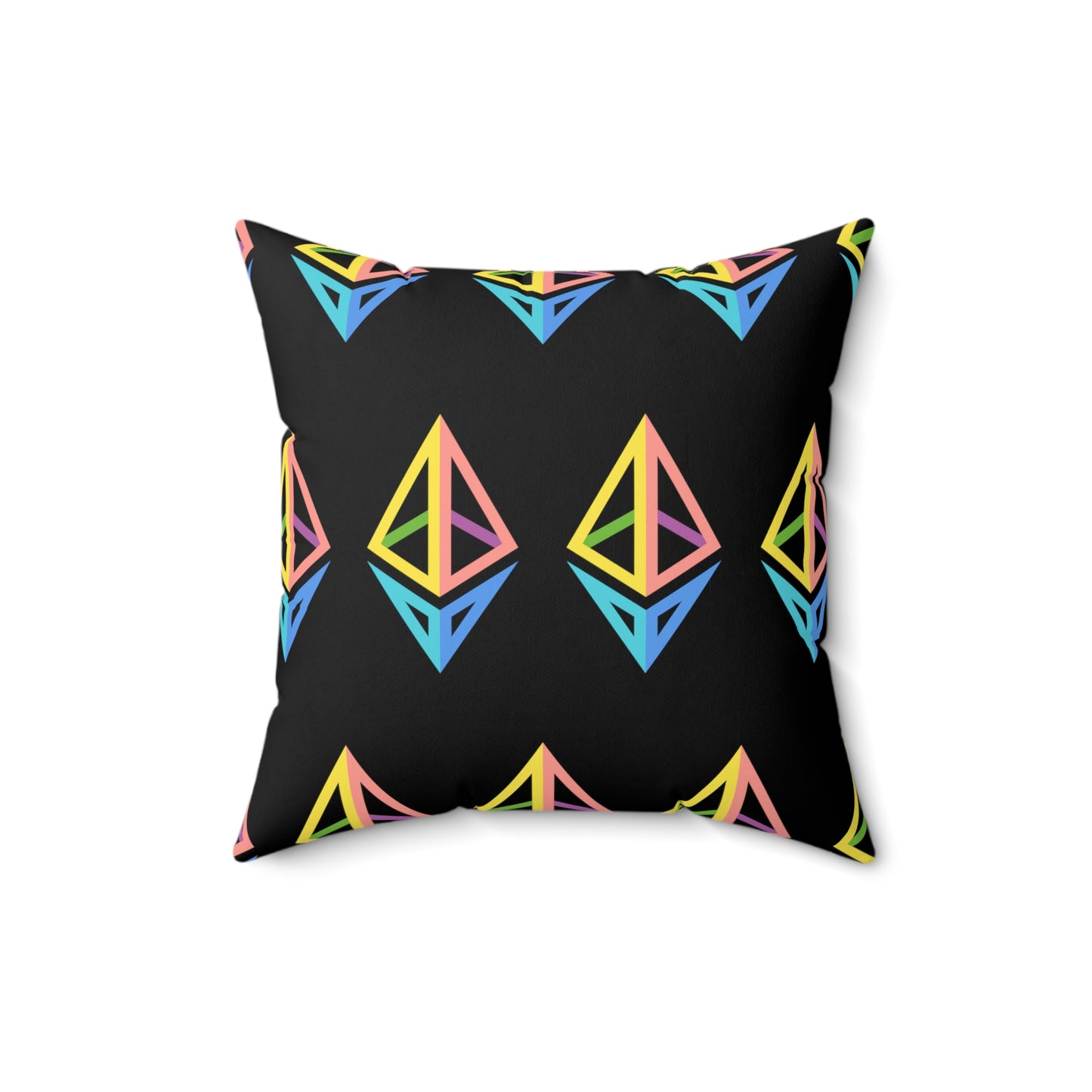 Ethereum Diamond Rainbow Pillow, Spun Polyester Square Pillow, Crypto gift