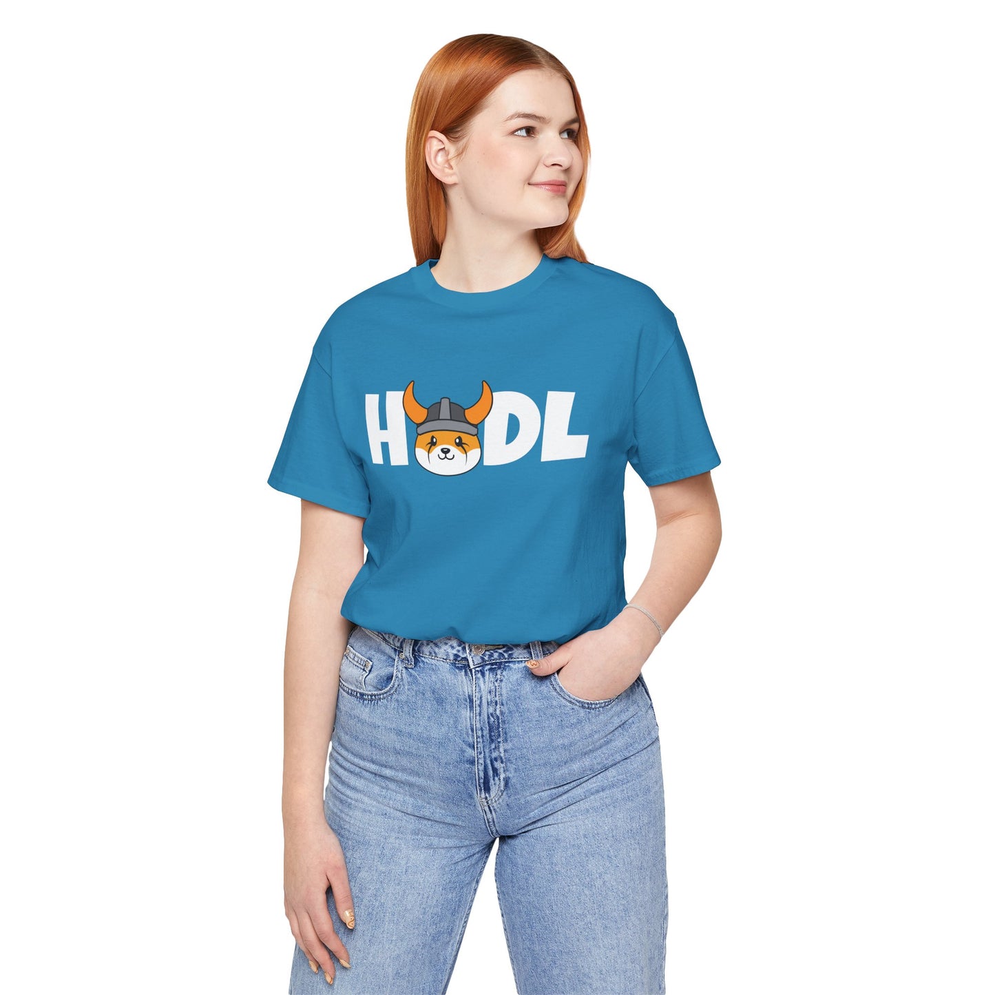 HODL Floki inu, man & woman meme coin T-shirt, cryptocurrency tee