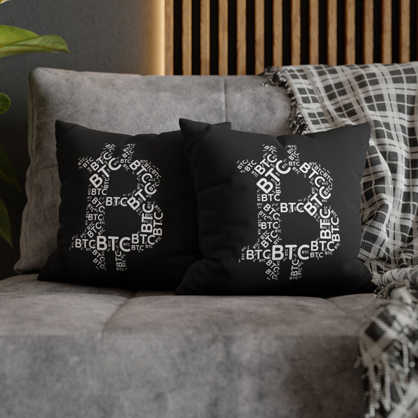 Bitcoin symbol Pillowcase | Spun Polyester Square Pillowcase | cryptocurrency gift