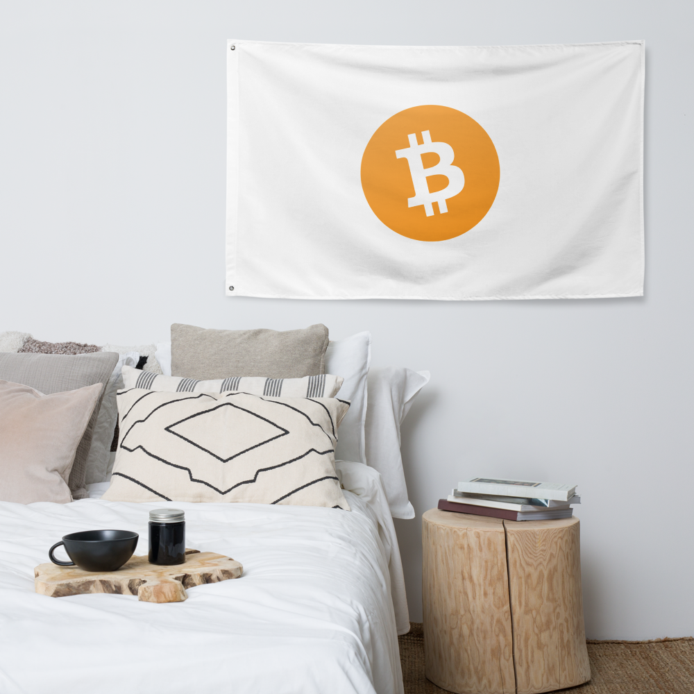 Basic Bitcoin Flag | gift for bitcoiner | Crypto banner | White