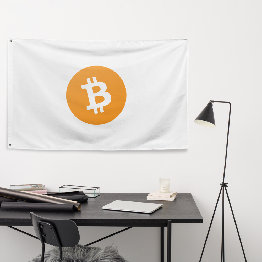 Basic Bitcoin Flag | gift for bitcoiner | Crypto banner | White