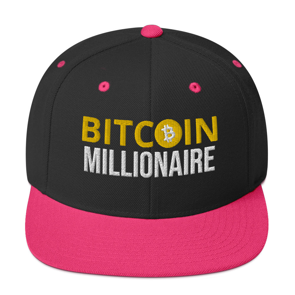 Embroidered Bitcoin Millionaire Snapback Hat , Cryptocurrency Cap | man & woman Gift