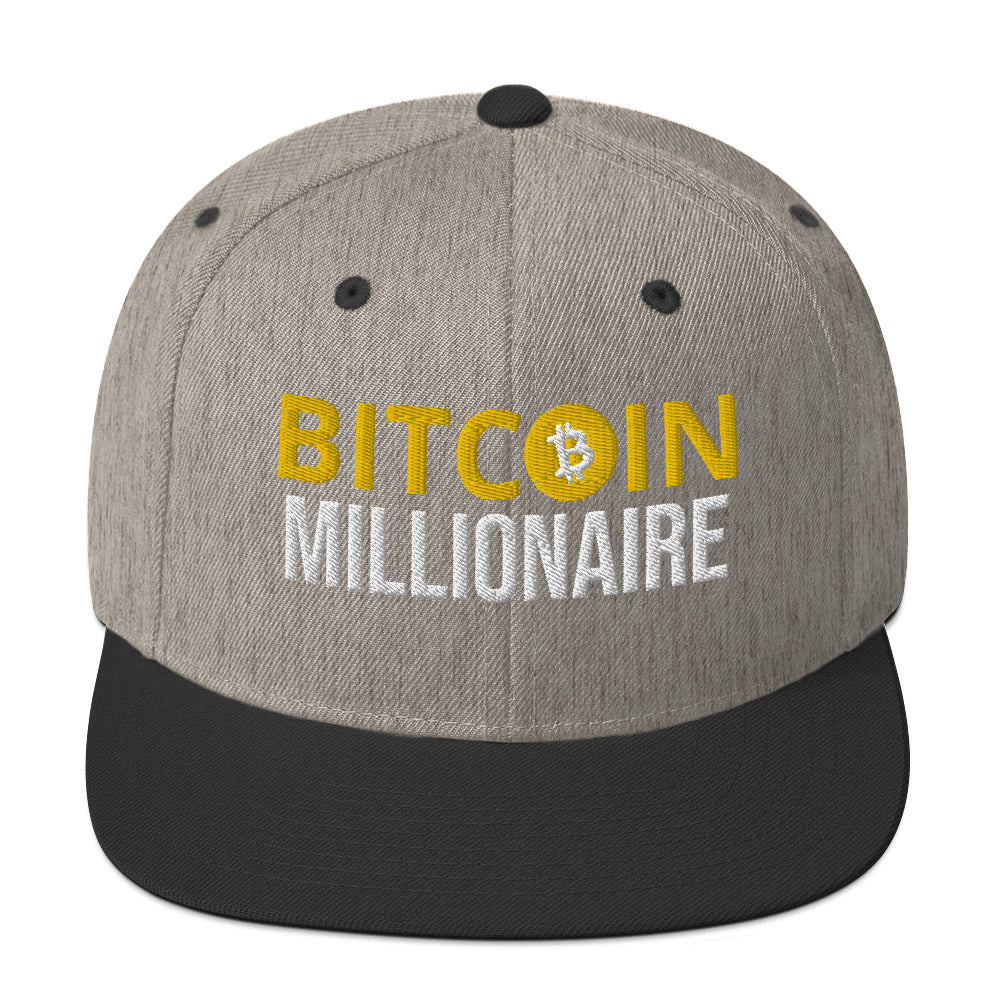 Embroidered Bitcoin Millionaire Snapback Hat , Cryptocurrency Cap | man & woman Gift