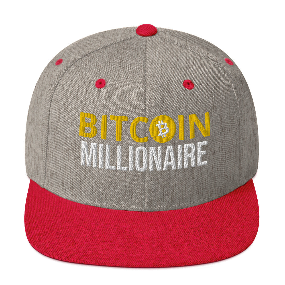 Embroidered Bitcoin Millionaire Snapback Hat , Cryptocurrency Cap | man & woman Gift