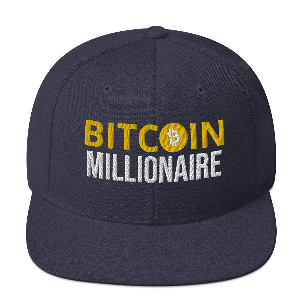 Embroidered Bitcoin Millionaire Snapback Hat , Cryptocurrency Cap | man & woman Gift