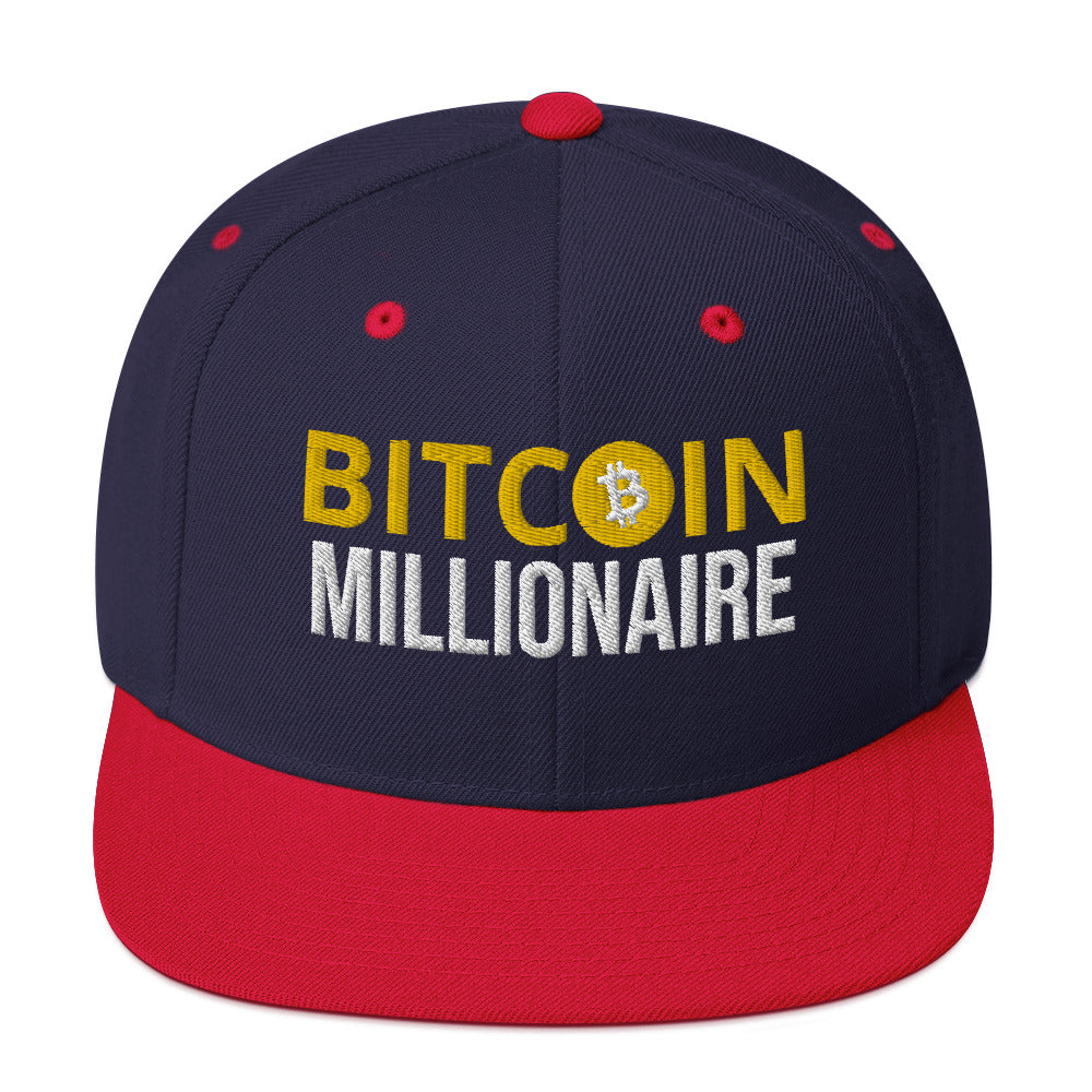 Embroidered Bitcoin Millionaire Snapback Hat , Cryptocurrency Cap | man & woman Gift