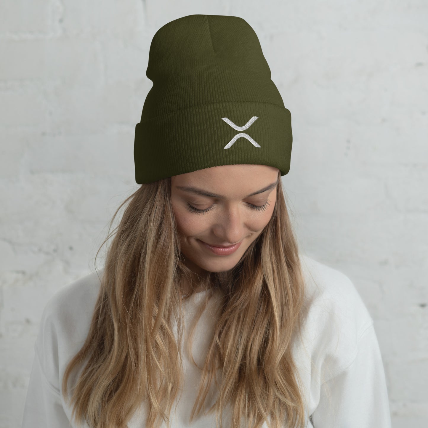 XRP logo Embroidered Cuffed Beanie | Streetwear Beanie Hat Unisex