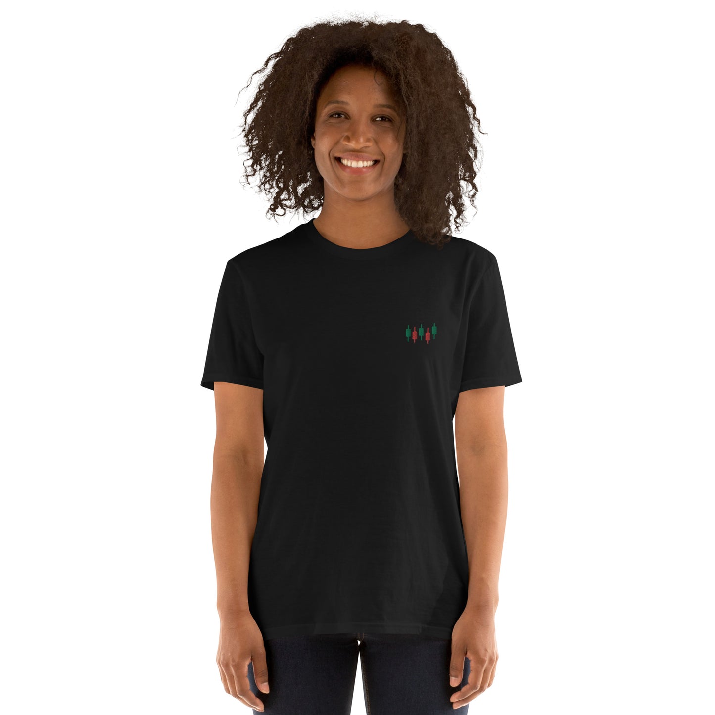 Candlestick chart Embroidered Minimalist T-shirt | Trader Clothing | Short-Sleeve Unisex Tee