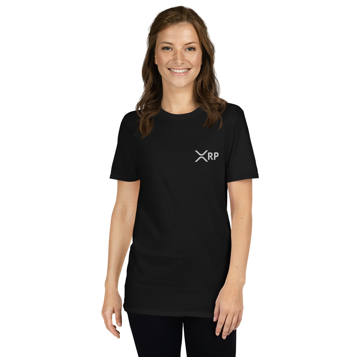 XRP Embroidered Minimalist T-shirt | Crypto Clothing | Short-Sleeve Unisex Tee