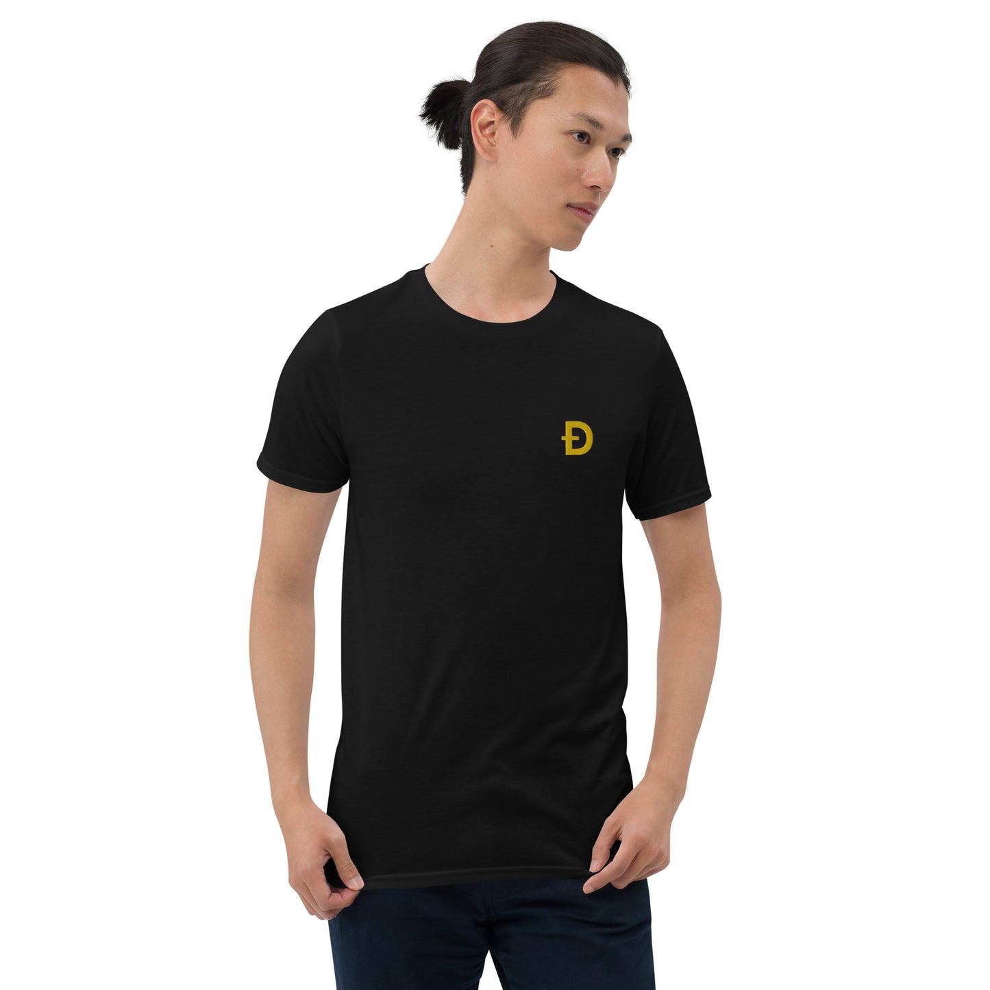 Dogecoin Symbol Embroidered Minimalist T-shirt | Memecoin Clothing | Unisex Tee