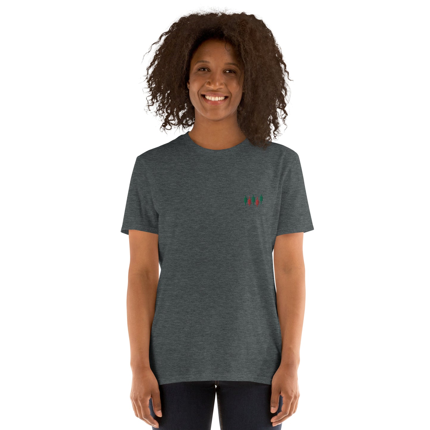 Candlestick chart Embroidered Minimalist T-shirt | Trader Clothing | Short-Sleeve Unisex Tee