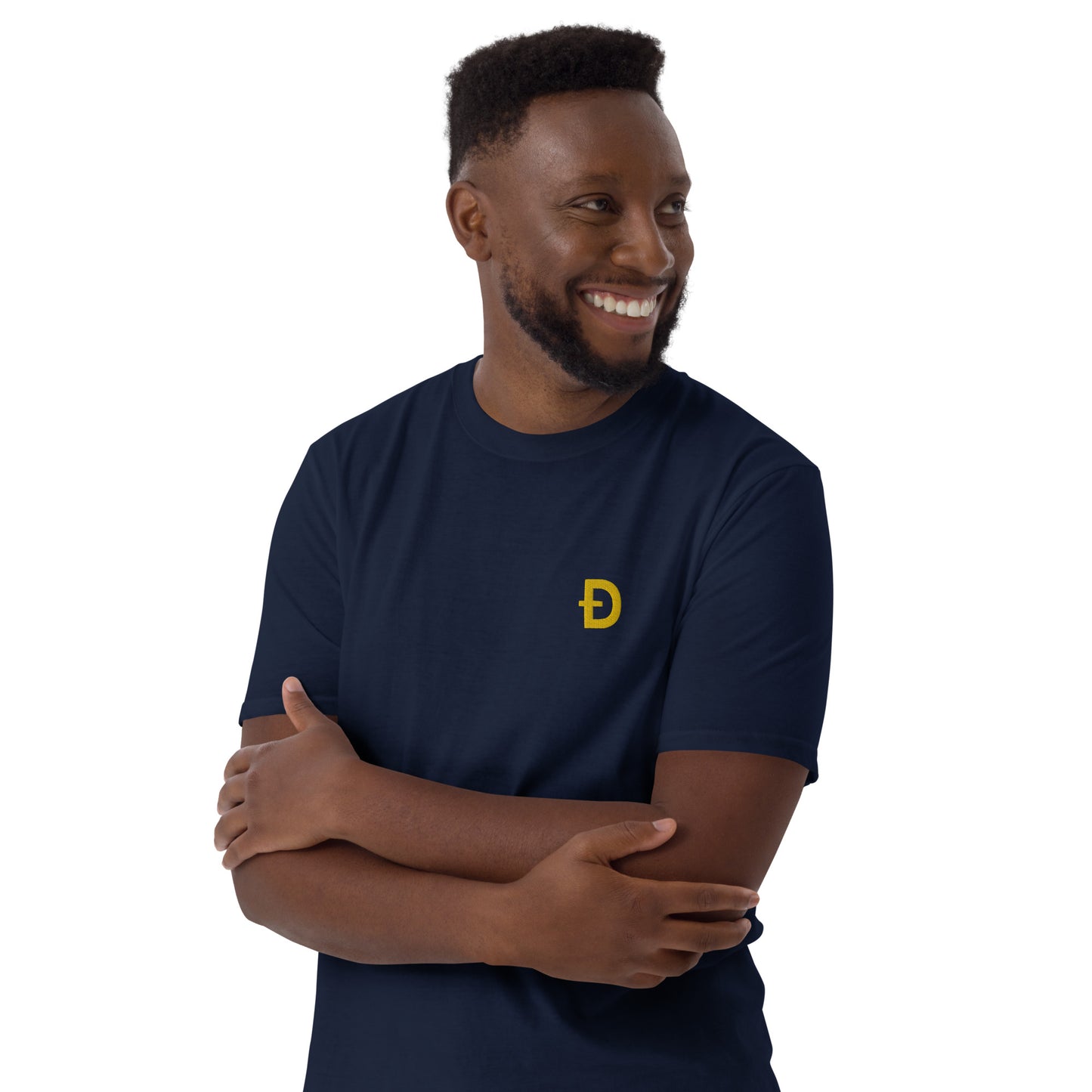 Dogecoin Symbol Embroidered Minimalist T-shirt | Memecoin Clothing | Unisex Tee