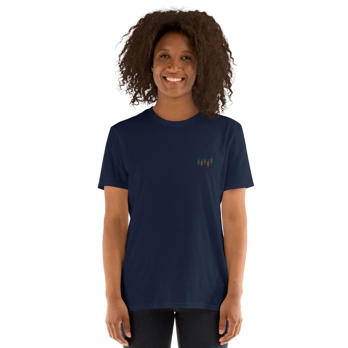 Candlestick chart Embroidered Minimalist T-shirt | Trader Clothing | Short-Sleeve Unisex Tee