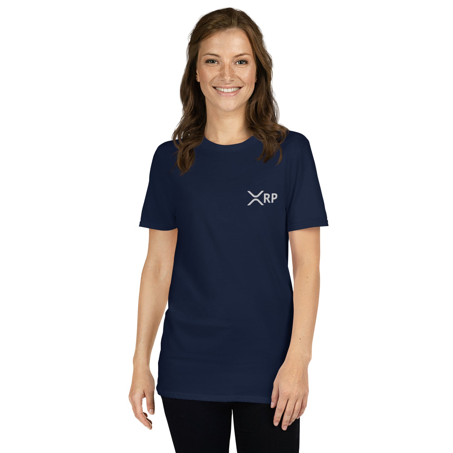 XRP Embroidered Minimalist T-shirt | Crypto Clothing | Short-Sleeve Unisex Tee