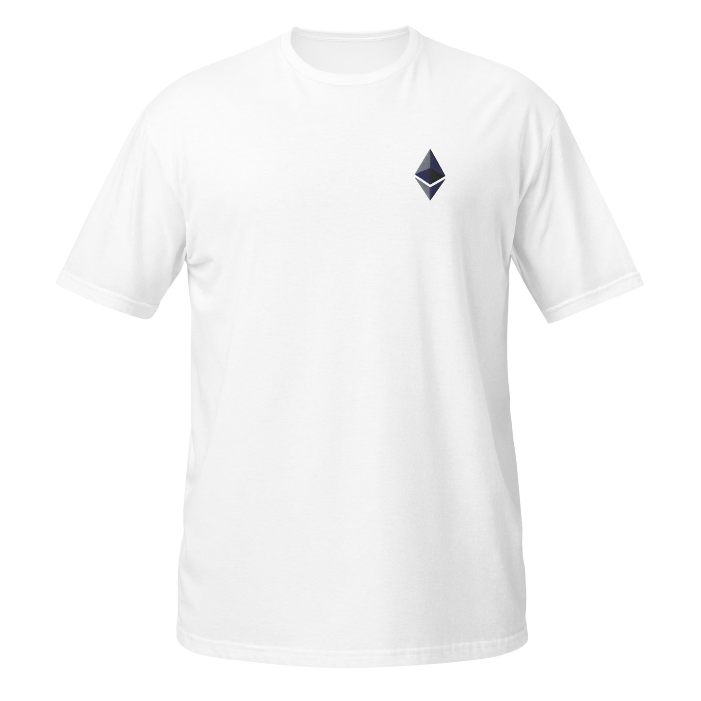 Ethereum Symbol Embroidered Minimalist T-shirt | Crypto Clothing |  Unisex Tee | grey & white