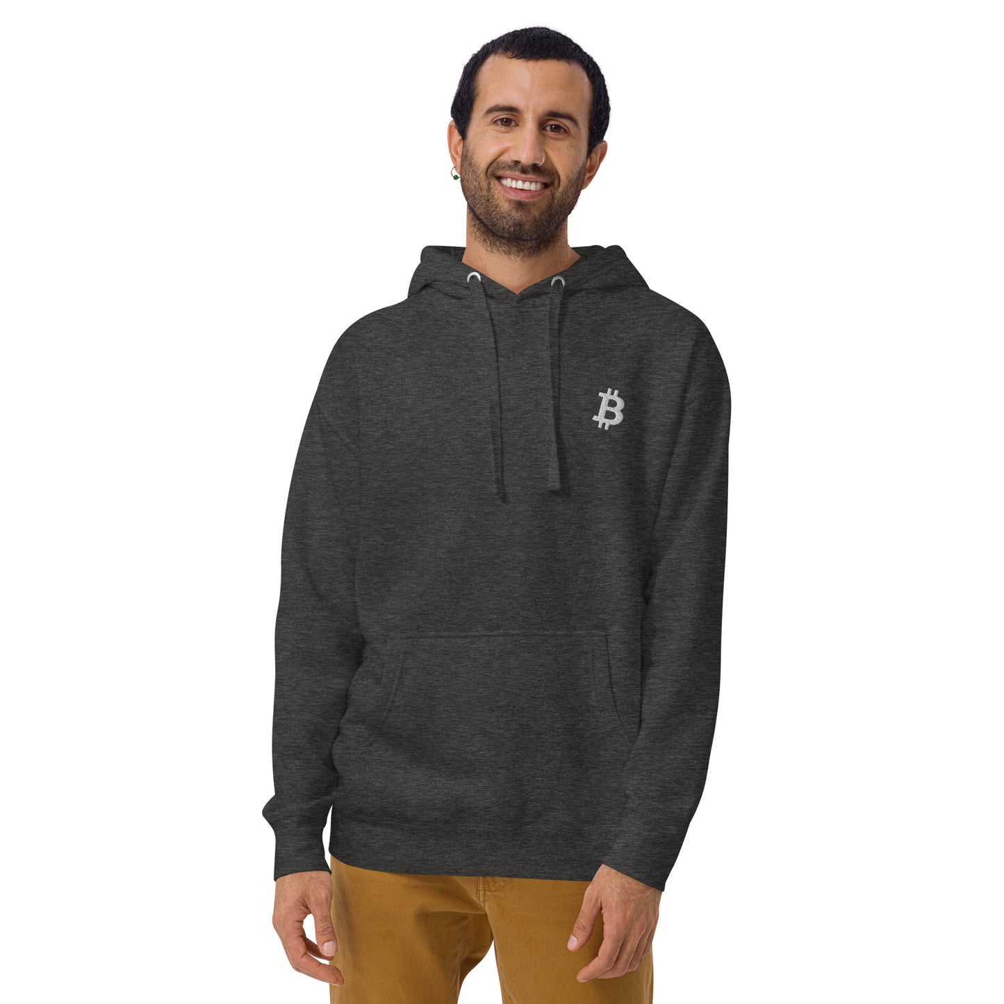 Bitcoin Symbol Embroidered Minimalist Hoodie | Crypto Clothing | Unisex