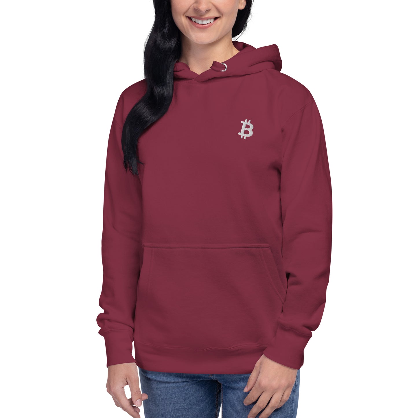 Bitcoin Symbol Embroidered Minimalist Hoodie | Crypto Clothing | Unisex